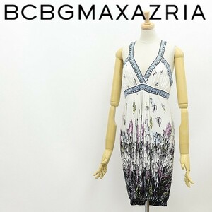 ◆BCBG MAXAZRIA マックスアズリア ストレッチ 総柄 ギャザー ホルターネック ドレス ワンピース S