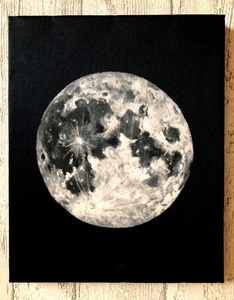 Art hand Auction Chat étoilé Art Pleine Lune Peinture F3 Reproduction Panneau de Bois 27, 3 cm x 22 cm Épaisseur 2 cm 004, Ouvrages d'art, Peinture, acrylique, Entaille