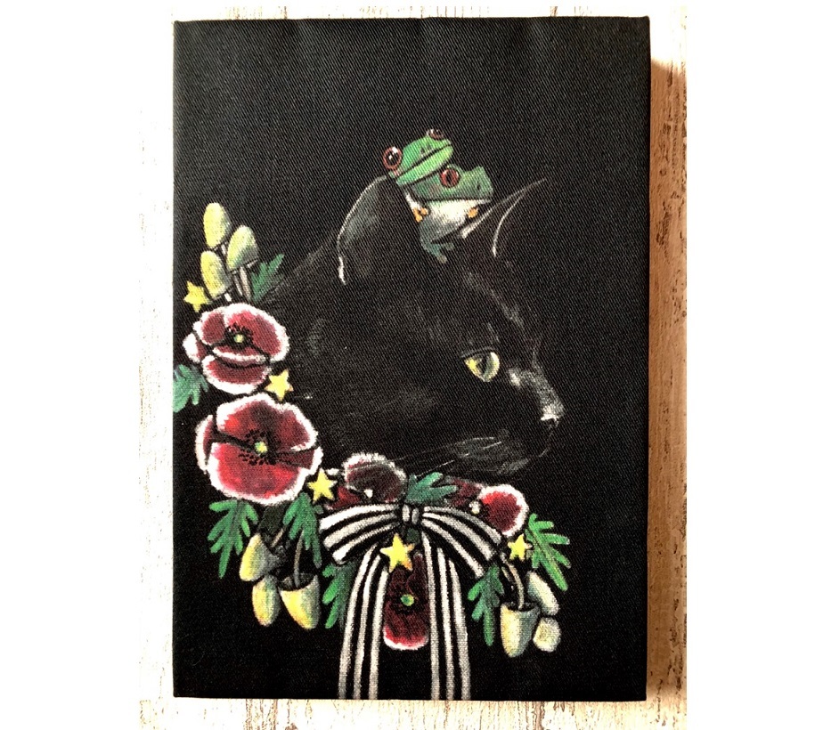 Star Moon Cat★Art Schwarze Katze Gemälde SM Reproduktion Gemälde Holztafel Paste 22 011 Acrylgemälde Katzengemälde, Kunstwerk, Malerei, Acryl, Gouache