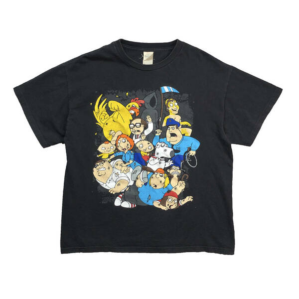 00S TVアニメ ヴィンテージ ファミリーガイ キャラクター Tシャツ メンズL Family Guy 古着 BA1919