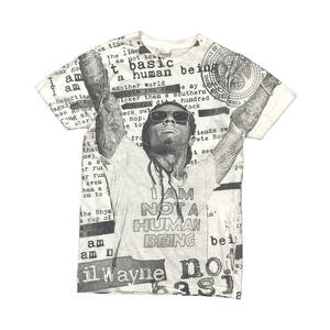 USA 古着 リルウェイン 総柄 プリント Tシャツ メンズS Lil Wayne ラッパー ヒップホップ BA1959