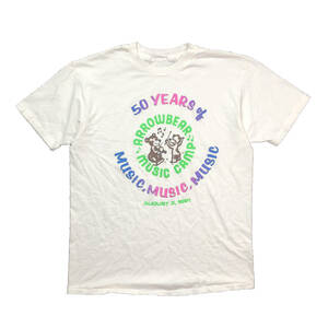 90S ヴィンテージ アローベア ミュージックキャンプ 1991 オールド Tシャツ メンズL相当 シングルステッチ 白T ホワイト 古着 BA1969