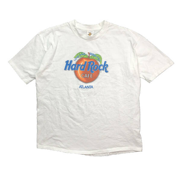 90S USA製 ヴィンテージ ハードロックカフェ アトランタ オールド Tシャツ メンズXL相当 シングルステッチ ホワイト シングル 古着 BA1982