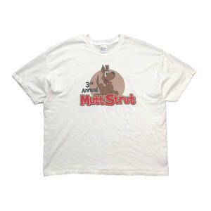 USA 古着 Mutt Strut ドッグレース 犬 アニマル オーバーサイズ Tシャツ メンズ2XL ビッグサイズ ホワイト ヴィンテージ BA1986
