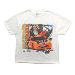 90S USA/メキシコ製 Tide タイド レーシング ヴィンテージ Tシャツ メンズXL シングルステッチ ホワイト 白T 古着 BA2018