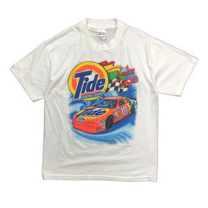 90S USA/ドミニカ製 1997年 Tide タイド レーシング ヴィンテージ Tシャツ メンズL シングルステッチ ホワイト 白T 古着 BA2019