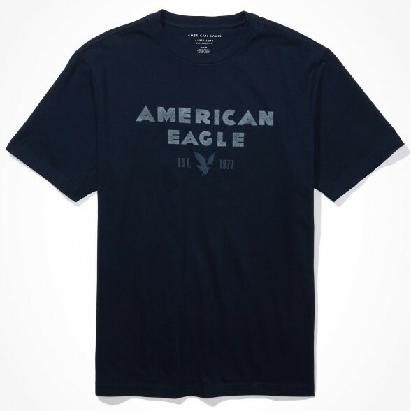 AE*アメリカンイーグル/US:XXL/ネイビー/胸ロゴグラフィックTシャツ