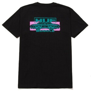 HUF*ハフ*US:XXL[MUSCLES]バックプリント/ブラック クルー半袖Tシャツ