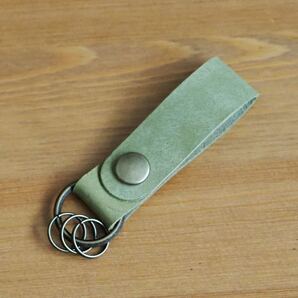 キーホルダー ベルトループ 牛革 グリーン