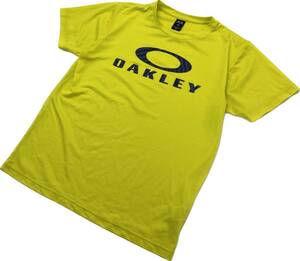 OAKLEY ☆ イエロー ロゴ 春夏 速乾 Tシャツ 半袖 L ランニング スポーツ トレーニング 練習 部活 アウトドア キャンプ オークリー■EE221