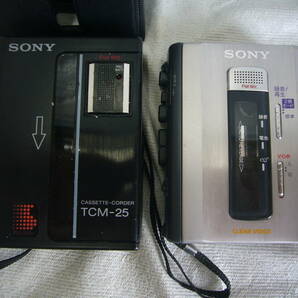 SONY カセットコーダー TCM-500（良品）/TCM-25（革ケース付き・ジャンク品）2個 中古品 昭和レトロ/当時物の画像2