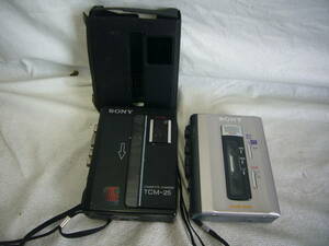 SONY カセットコーダー　TCM-500（良品）/TCM-25（革ケース付き・ジャンク品）2個　中古品　昭和レトロ/当時物