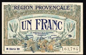 フランス第三共和政 プロバンス 緊急紙幣 1フラン（1922）[1930]