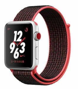 Apple Watch バンド ベルト スポーツ アップルウォッチ 対応 ナイロン 速乾 series6 SE ultra 7 6 5 4 3 2 1 38/40mm レッド 水洗 送料無料