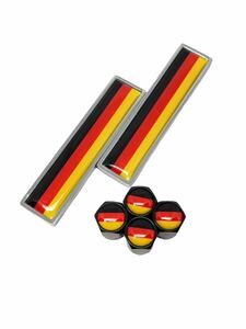 A 黒 ドイツ 国旗 バルブキャップ エンブレム ステッカー フェンダー MINI ミニ セブン クーパー S クラブマン クロスオーバー