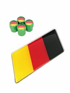 J 緑 ドイツ 国旗 バルブキャップ エンブレム ステッカー フェンダー フォルクスワーゲン ビートル GTI ゴルフ ポロ パサート アップ