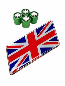 J 緑 イギリス 国旗 ステッカー フェンダー バルブキャップ エンブレム MG ローバー ロータス エリーゼ イレブン アストンマーチン m