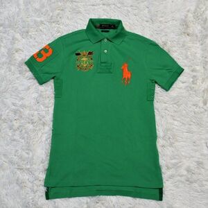 *⑥*POLO* Ralph Lauren * Ralph Lauren ( АО )* зеленый цвет *teka Polo вышивка имеющий рубашка-поло с коротким рукавом XS 165/88A