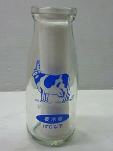  宮川牛乳 牛 青◆空ビン/昭和レトロ 古い 牛乳瓶 ミルク