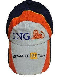 F1 Team・ING　RENAULT /ルノー2007シーズンオフィシャルキャップ ジャンカルロ・フィジケラ　ヘイキ・ヨハンネス・コバライネン/刺繍ロゴ