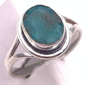  natural stone emerald silver925 ring *11.5 number 
