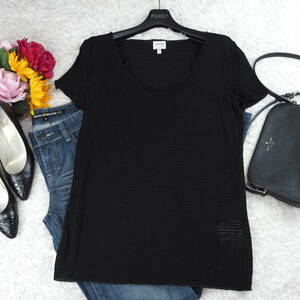 G1455*ARMANI COLLEZIONI アルマーニコレツォーニ☆半袖☆Tシャツ☆カットソー☆黒ブラック☆44