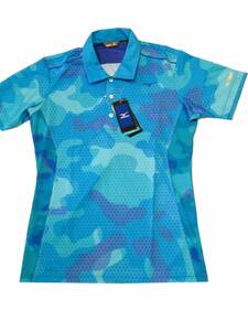  Mizuno Golf MIZUNO GOLF men's Golf wear short sleeves camouflage polo-shirt . sweat speed .40%OFF camouflage pattern (M) blue a tall 