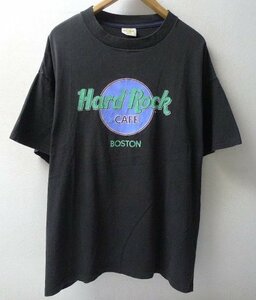 ◆Hard Rock ハードロックカフェ 90s ヴィンテージ CAFE BOSTON　ボストン ロゴプリント Tシャツ 黒 サイズXL