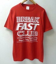 ◆BREAKFAST CLUB ブレックファスト クラブ ロゴプリント クルーネック Tシャツ 赤 サイズM 美_画像1