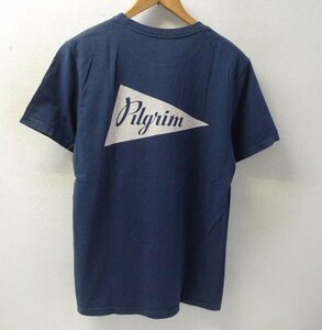 ◆Pilgrim ピルグリム クルーネック フラッグロゴプリント Tシャツ ネイビー サイズS