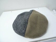 ◆Harris Tweed ハリスツィード × INFIELDER DESIGN GWYNN インフィルダーデザイン クレイジーパターン ベレー帽 切替　２トーン　美品_画像4