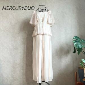 [ new goods unused tag attaching ]MERCURYDUO Mercury Duo washer back ribbon blouse & pleat flare pants 002030700401 002030400401