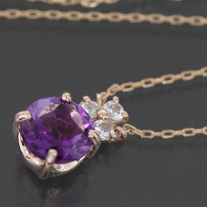  Ponte Vecchio amethyst white sapphire necklace K18 40cm* pendant PV PG new goods finish settled Ponte Vecchio 5158A