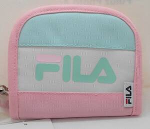 【新品】FILA　ラウンドウォレット　二つ折り財布　ピンク　ストラップ付　メンズ　レディース　キッズ