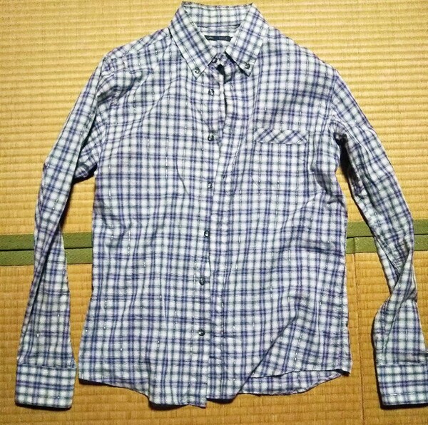 日本製 メンズメルローズ Men's Melrose チェックシャツ Sサイズ 長袖 Mens Melrose メルローズ