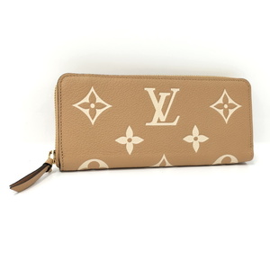 【中古】LOUIS VUITTON ポルトフォイユ クレマンス ラウンドファスナー長財布 モノグラム アンプラント アリゾナ ベージュ M81460