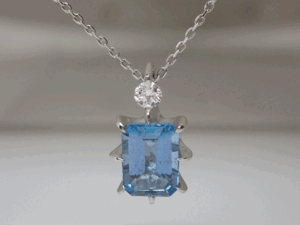 yoshinob AbHeriabeliPT850/900 aquamarine diamond necklace A1.26ct D0.07ct box attaching beautiful goods free shipping!!