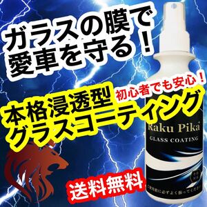 リピーター続出 深みのある輝きがワンランクUP 本格グラスコーティング/ 車 ガラスコーティング剤 疎水 洗車 ホイール RakuPika ピカピカ