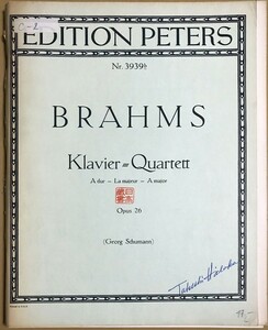 bla-ms piano four -ply . bending no. 2 number i length style Op.26 ( part . set ) import musical score Brahms Klavier-Quartett Nr.2 A-dur Op.26 foreign book 