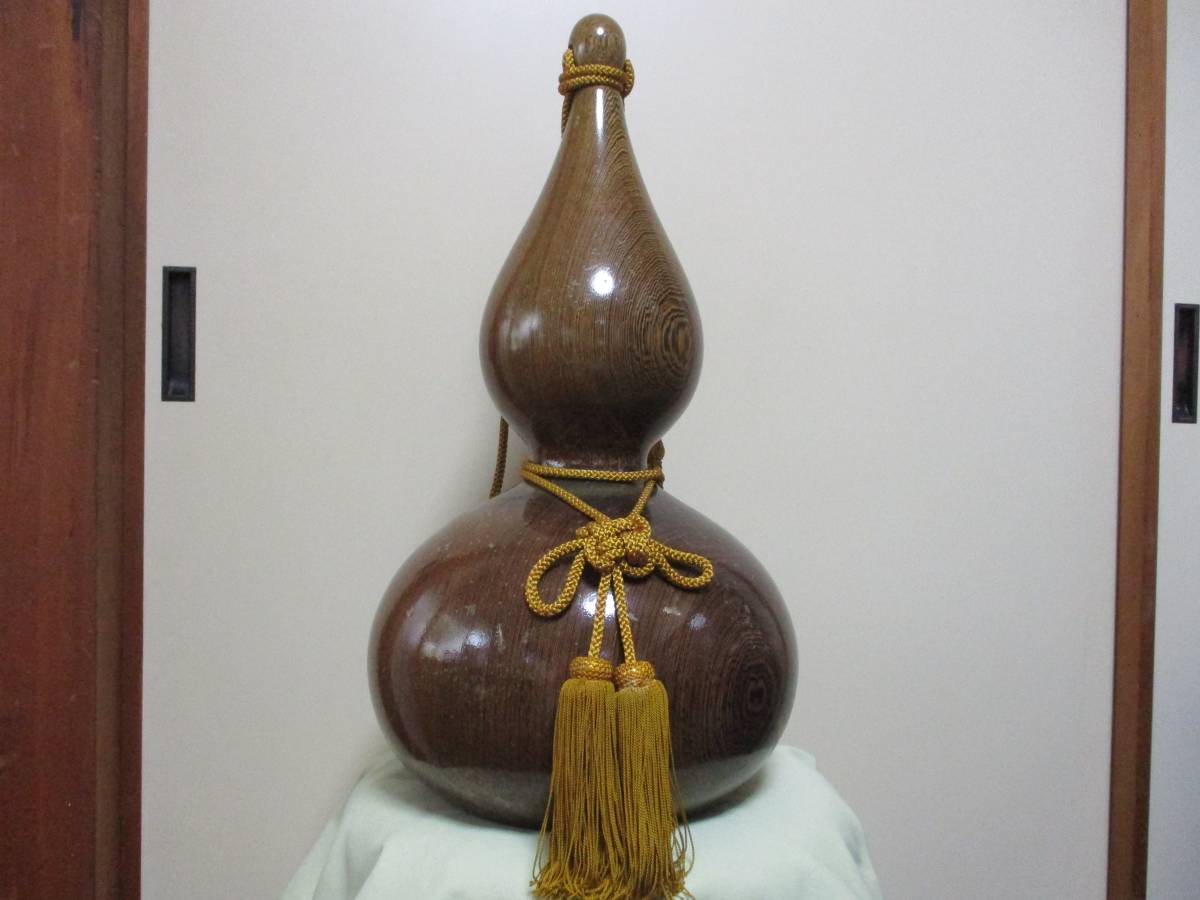 Large carved wooden gourd ■ Good condition/Interior item: Height 51.5cm/Weight 9.6kg, Arts and crafts/ornaments, Handmade items, interior, miscellaneous goods, ornament, object