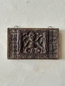 インド　アンティーク　木彫り　御守り　オブジェ　壁掛け　インテリア　古木　朽木　アート　古道具　神様　ヒンドゥー　ガネーシャ