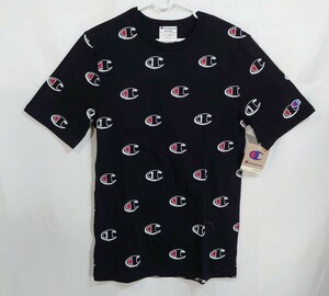 【S】CHAMPION チャンピオン 半袖Tシャツ オールオーバープリント 黒