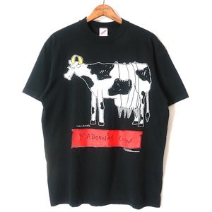 JERZEES■Callahan Madonn'as cow プリントTシャツ ブラック/L 90S USA製 イラストT