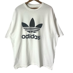 90s adidas アディダス トレフォイル 両面プリント Tシャツ(XXL)ホワイト ヴィンテージ