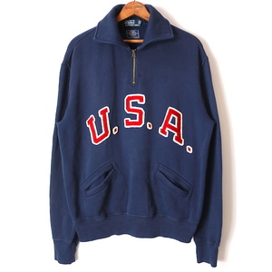 Polo by Ralph Lauren Ralph Lauren London Olympic collar attaching half Zip sweat ( men's M) navy USA