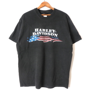 Hanes■HARLEY DAVIDSON ローリー ノースカロライナ ロゴプリントTシャツ ブラック/L ハーレー 2002