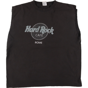 古着 ハードロックカフェ HARD ROCK CAFE ROME 袖カットオフ アドバタイジングTシャツ メンズXL /eaa339759