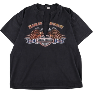  old clothes Harley Davidson Harley-Davidson both sides print cut off motorcycle bike T-shirt lady's L /eaa339816