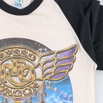 古着 80年代 THE KNiTS REO SPEED WAGON REOスピードワゴン 両面プリント ラグラン バンドTシャツ バンT USA製 メンズS /eaa345488_画像4