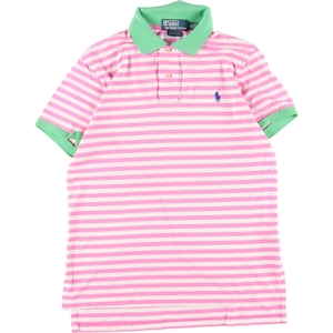 古着 ラルフローレン Ralph Lauren POLO by Ralph Lauren CUSTOM FIT 半袖 ボーダー ポロシャツ レディースS /eaa346573